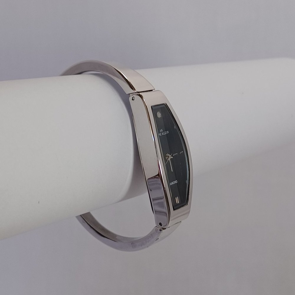 Anne Klein Diamond Silvertone Rectangle Dress Watch